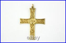 Antique 22k Yellow Gold Engraved Cross Pendant