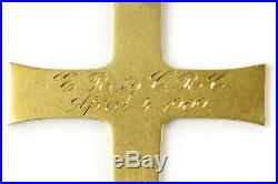 Antique 22k Yellow Gold Engraved Cross Pendant