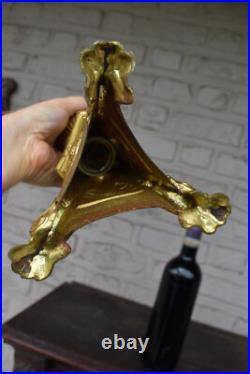 Antique 26 french brass religious altar crucifix portrait christ joseph mary Antique 26 french brass religious altar crucifix portrait christ joseph mary