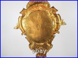 Antique 29 Brass Monstrance W Porcelain Portrait Of Our Lady Mary Religious Art