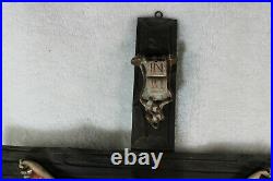 Antique 35 XL french wood carved cross chalkware christ crucifix religious