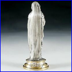 Antique. 900 Silver Religious Virgin Mary Figural Wax Seal Desk Stamp, Original