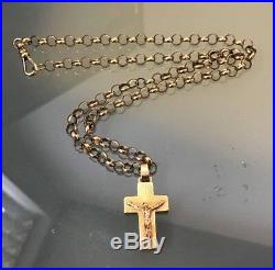 Antique 9ct Gold Cross & Chain Hallmarked Weight 22.1g Chain length 21 Quality