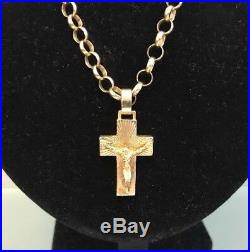 Antique 9ct Gold Cross & Chain Hallmarked Weight 22.1g Chain length 21 Quality