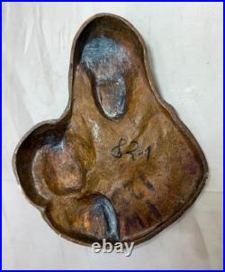 Antique A. Wallrae thick heavy cast bronze religious Baby Jesus Mary wall plaque