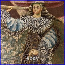 Antique ARCHANGEL MICHAEL CUZCO SCHOOL Religious Oil Painting Angels Wall Art