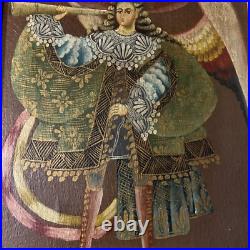 Antique ARCHANGEL MICHAEL CUZCO SCHOOL Religious Oil Painting Angels Wall Art