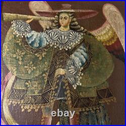 Antique ARCHANGEL MICHAEL CUZCO SCHOOL Religious Oil Painting Angels Wall Art