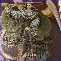 Antique ARCHANGEL MICHAEL CUZCO SCHOOL Religious Oil Painting Angels Wall Art