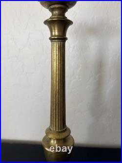 Antique Altar Brass Mary Sacred Heart & Trinitarian Triangle Tripod Candlestick