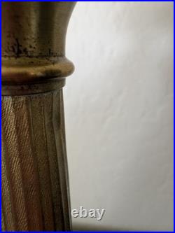 Antique Altar Brass Mary Sacred Heart & Trinitarian Triangle Tripod Candlestick