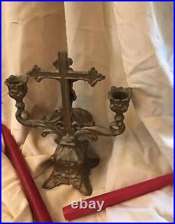 Antique Altar and Candleholder Catholic Religious