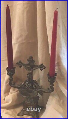 Antique Altar and Candleholder Catholic Religious