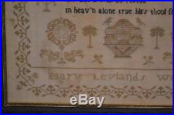 Antique American Schoolgirl Sampler Religious About Health Mary Leyland