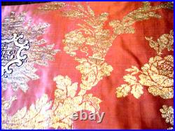 Antique Antependium IHS religious altar liturgical gold silk embr/ry 18c lined