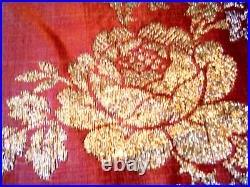 Antique Antependium IHS religious altar liturgical gold silk embr/ry 18c lined