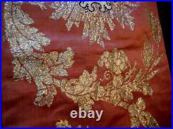 Antique Antependium IHS religious altar liturgical gold silk embr/ry 18c lined