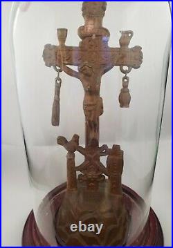 Antique Arma Christi Religious Domed Crucifix Skull and Crossbones Passion