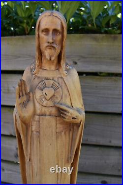 Antique Art Deco sacred heart jesus statue 20 religious