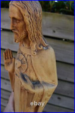 Antique Art Deco sacred heart jesus statue 20 religious