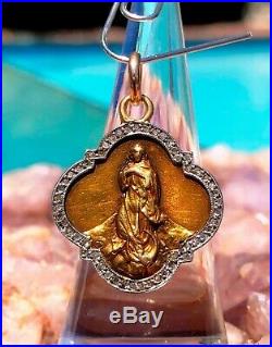 Antique Art Nouveau Religious Diamonds Platinum Virgin Mary Pendant