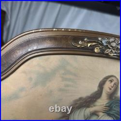 Antique Art Print The Immaculate Conception Of Mary Wood Framed 18.5x22.5 Arched
