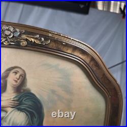 Antique Art Print The Immaculate Conception Of Mary Wood Framed 18.5x22.5 Arched