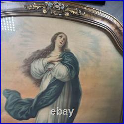 Antique Art Print The Immaculate Conception Of Mary Wood Framed 18.5x22.5 Arched