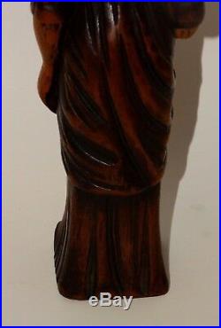 Antique Artisan Carved Wood Lady Folk Religious Art Figurines & Statues Pre-1900