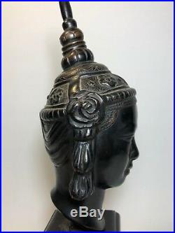 Antique Asian Signed Solid Bronze Sculpture on Museum Stand Buddha / Religious