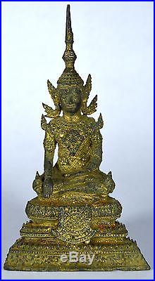 Antique Asian Thai Rattanakosin Kingdom Ornate Religious Statue Buddha Bangkok