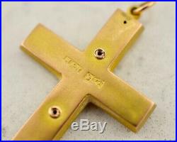 Antique Australian 9ct yellow gold Sapphire & Seed Pearl crucifix cross pendant