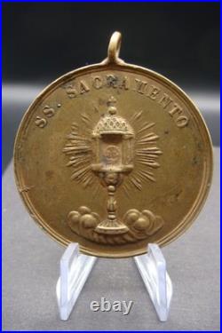 Antique B. V. M. Del Carmine Catholic Medal + SS. Sacramento Italy 19th C. Rare