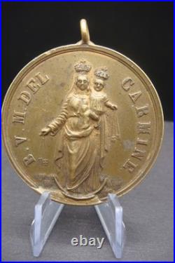 Antique B. V. M. Del Carmine Catholic Medal + SS. Sacramento Italy 19th C. Rare