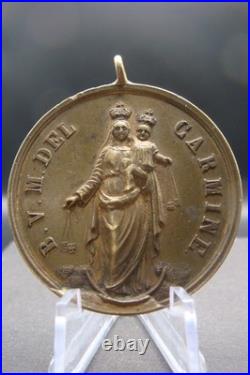 Antique B. V. M. Del Carmine Catholic Medal + SS. Sacramento Italy 19th C. Rare