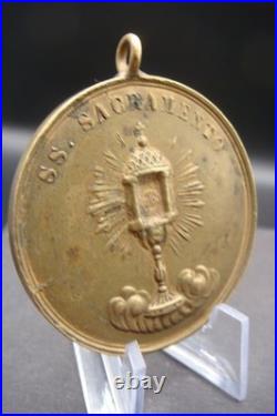 Antique B. V. M. Del Carmine Catholic Medal + SS. Sacramento Italy 19th C. Rare