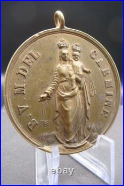 Antique B. V. M. Del Carmine Catholic Medal + SS. Sacramento Italy 19th C. Rare