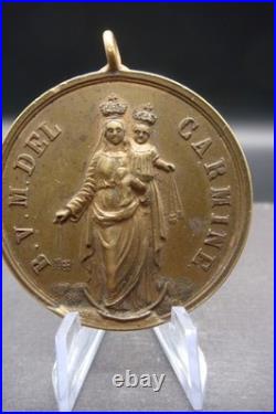 Antique B. V. M. Del Carmine Catholic Medal + SS. Sacramento Italy 19th C. Rare