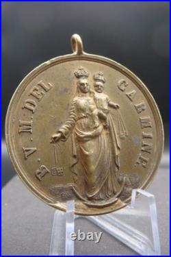 Antique B. V. M. Del Carmine Catholic Medal + SS. Sacramento Italy 19th C. Rare