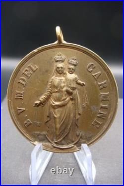Antique B. V. M. Del Carmine Catholic Medal + SS. Sacramento Italy 19th C. Rare
