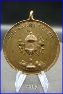 Antique B. V. M. Del Carmine Catholic Medal + SS. Sacramento Italy 19th C. Rare