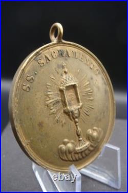 Antique B. V. M. Del Carmine Catholic Medal + SS. Sacramento Italy 19th C. Rare