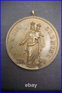 Antique B. V. M. Del Carmine Catholic Medal + SS. Sacramento Italy 19th C. Rare
