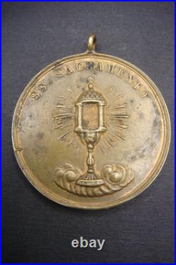 Antique B. V. M. Del Carmine Catholic Medal + SS. Sacramento Italy 19th C. Rare
