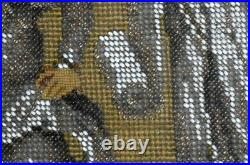 Antique BEADED NEEDLEPOINT Religious Christianity Handmade Framed ca. 1800s