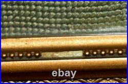 Antique BEADED NEEDLEPOINT Religious Christianity Handmade Framed ca. 1800s