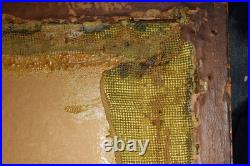 Antique BEADED NEEDLEPOINT Religious Christianity Handmade Framed ca. 1800s