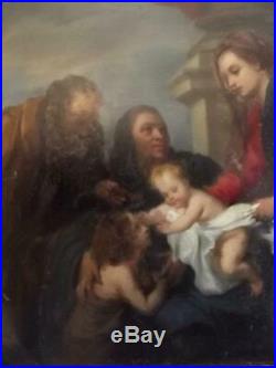 Antique Baroque OLD MASTER Oil Painting HOLY FAMILY WITH ATTENDANT SAINTS 1800's