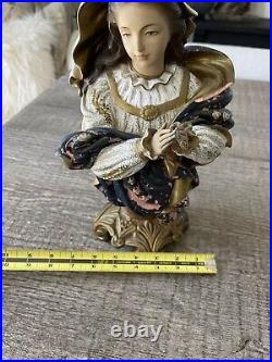 Antique Beautiful Virgin Mary religious statue, Christian Home Decor, Leaf Hands
