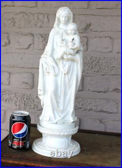 Antique Belgian Porcelain bisque madonna mary child figurine Large religious